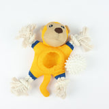Interactive Dog Rope Toy with Mesh Body, Yellow and Blue, Durable Thermoplastic with 4 Knotted Ropes