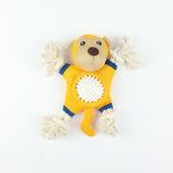 Interactive Dog Rope Toy with Mesh Body, Yellow and Blue, Durable Thermoplastic with 4 Knotted Ropes