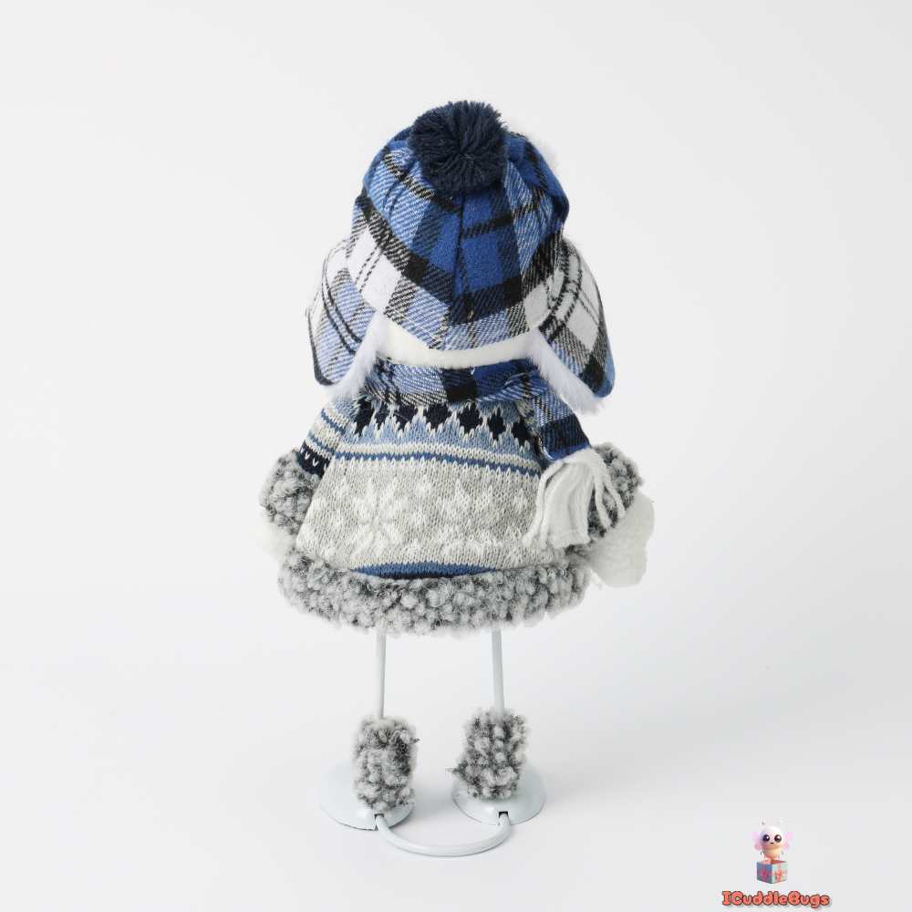 Christmas Fabric Doll with Iron Accessory, Blue Snowman Design, 15 x 10 x 30 cm