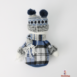 Christmas Snowman Doll, Fabric, 10 x 7 x 18 cm, Blue Plaid Design