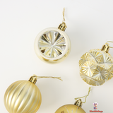 38-Piece Gold Snowflake Christmas Ball Ornament Set – Elegant Holiday Tree Decorations