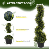 Set Of 2 90cm Artificial Spiral Topiary Trees & Pot Fake Greenery Plant