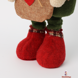 Telescopic Small Christmas Snowman Doll, Fabric, Red and Green. (47 cm)