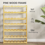 HOMCOM Free Standing Wooden Wine Rack 42 Bottles Holders, Natural