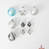 Silver and Blue Christmas Ornament Set, 44-Piece, Plastic Balls