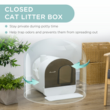 Hooded Cat Litter Tray Kitten Toilet w/ Scoop, Filter, Flap Door 43 x 44 x 47cm