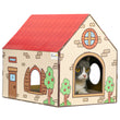 PawHut 2-in-1 Indoor Cat House with Cardboard Scratcher & Catnip