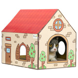 PawHut 2-in-1 Indoor Cat House with Cardboard Scratcher & Catnip