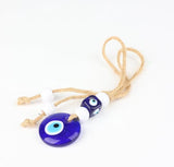 Glass Blue Evil Eye Charm, 12 x 3 cm, Protection Amulet
