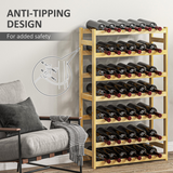 HOMCOM Free Standing Wooden Wine Rack 42 Bottles Holders, Natural