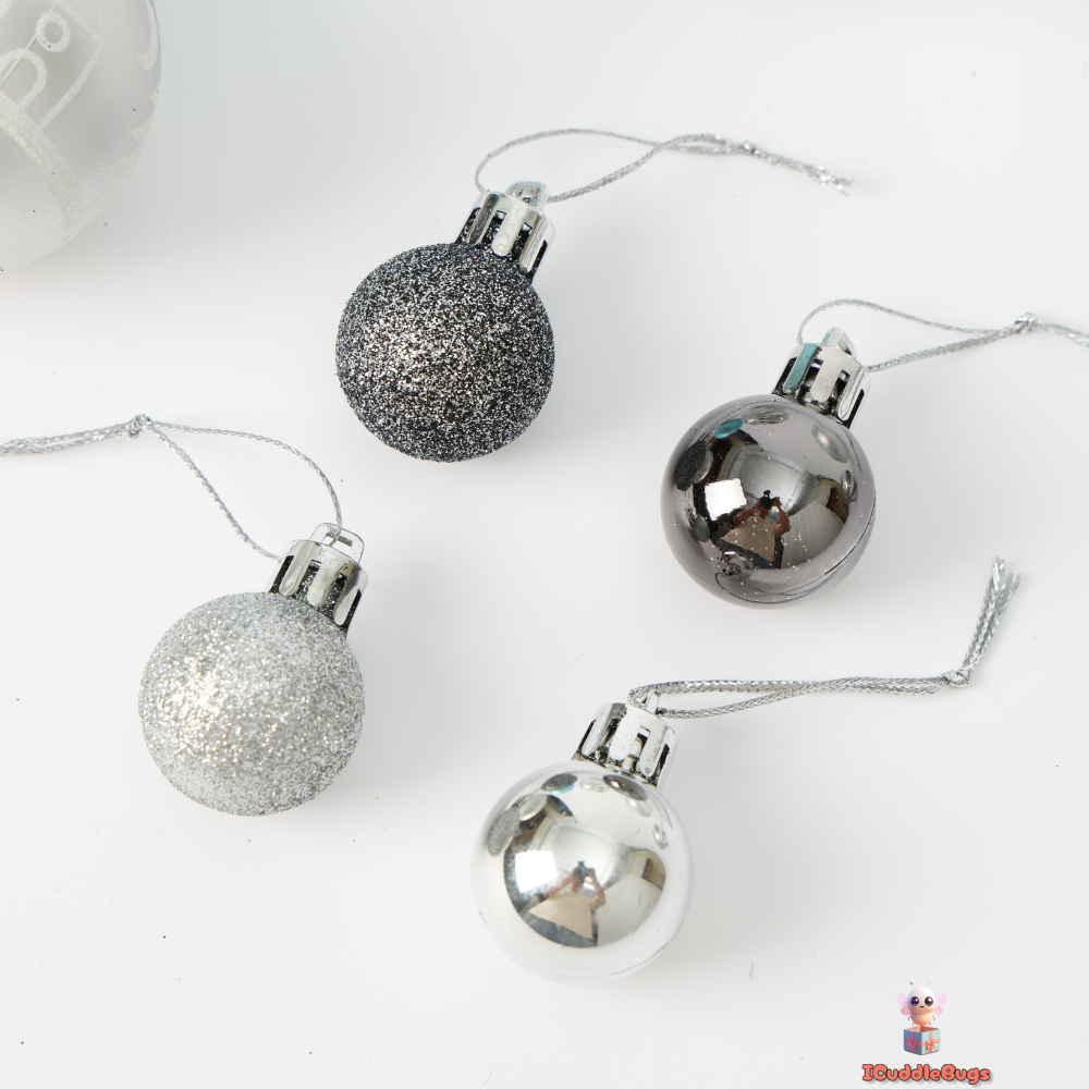 Silver and Blue Christmas Ornament Set, 44-Piece, Plastic Balls