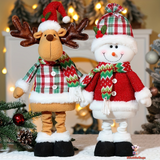 Christmas Decorative Trio Figurine Set, Santa Claus, Snowman, and Reindeer Dolls
