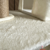 Multi-Level Cat Tree, 140cm Tall, Velvet Finish, with Hammock and Platforms, Cream White