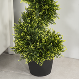 Set Of 2 90cm Artificial Spiral Topiary Trees & Pot Fake Greenery Plant
