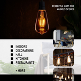 2Pack E27 LED Edison Dimmable Vintage Amber Glass Warm white 2700K Light Bulb