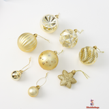 38-Piece Gold Snowflake Christmas Ball Ornament Set – Elegant Holiday Tree Decorations