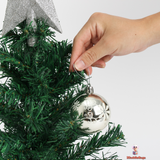 45cm Mini Christmas Tree – PE/PVC Mixed Classic Festive Decor with Silver Surround