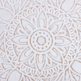 Pine Wood Floral Etched Side Table w/ Saucer Top White