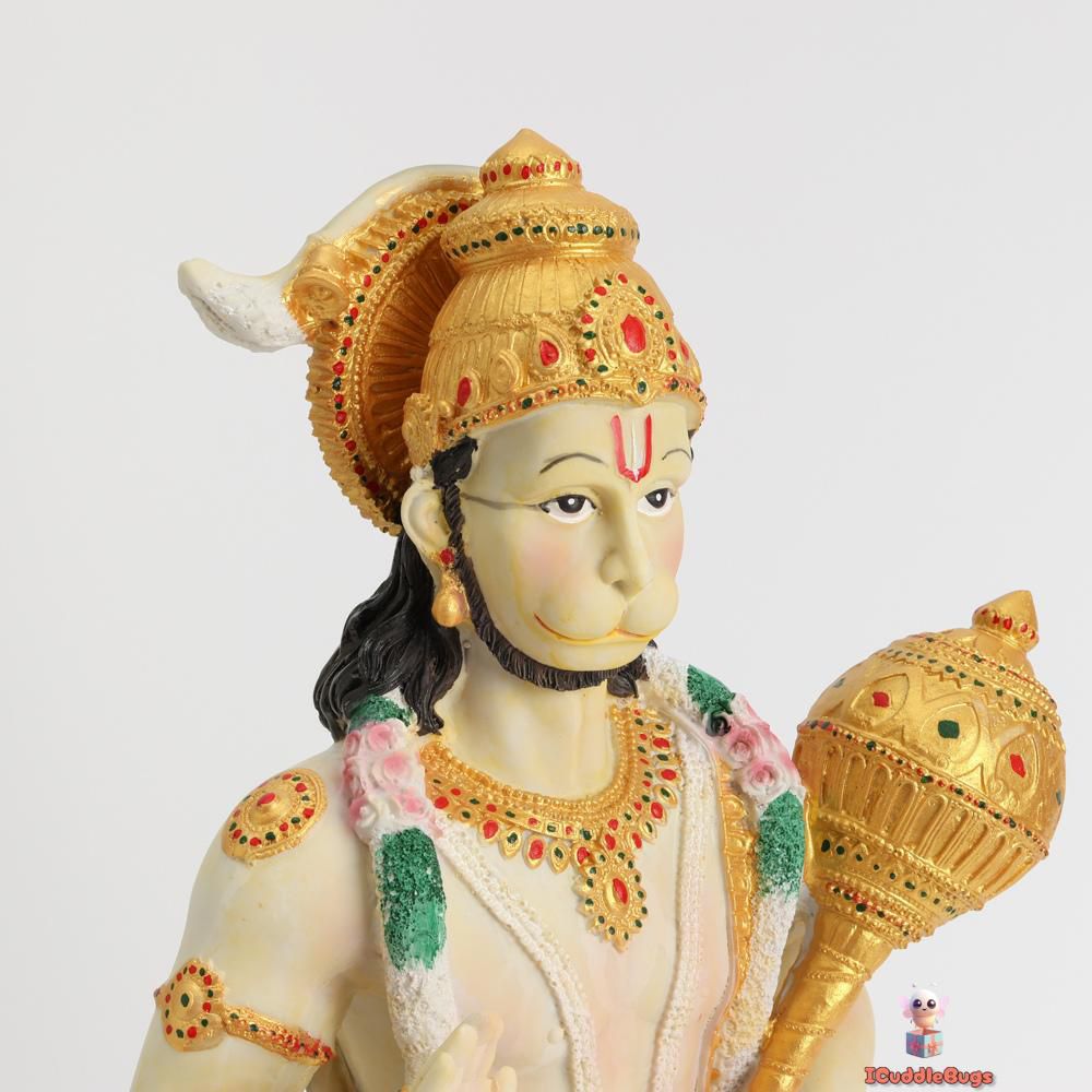 Hand-Painted Hanuman Anjaneya Pavan Putra Bajrangbali Maruti Idol Murti Moorti Statue – Intricate Indian Sculpture of Strength, Loyalty, and Courage