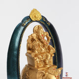 Golden Lord Ganesh Idol God Statue with Blue Detailing, 14 x 25cm, Polystyrene