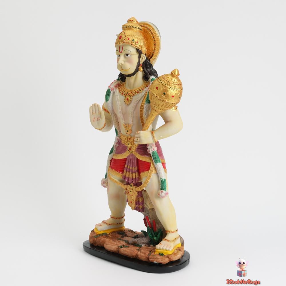 Hand-Painted Hanuman Anjaneya Pavan Putra Bajrangbali Maruti Idol Murti Moorti Statue – Intricate Indian Sculpture of Strength, Loyalty, and Courage
