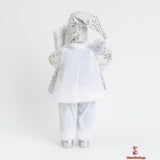 Festive Santa Claus Figurine, 45cm, White Striped Suit