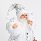 Festive Santa Claus Figurine, 45cm, White Striped Suit