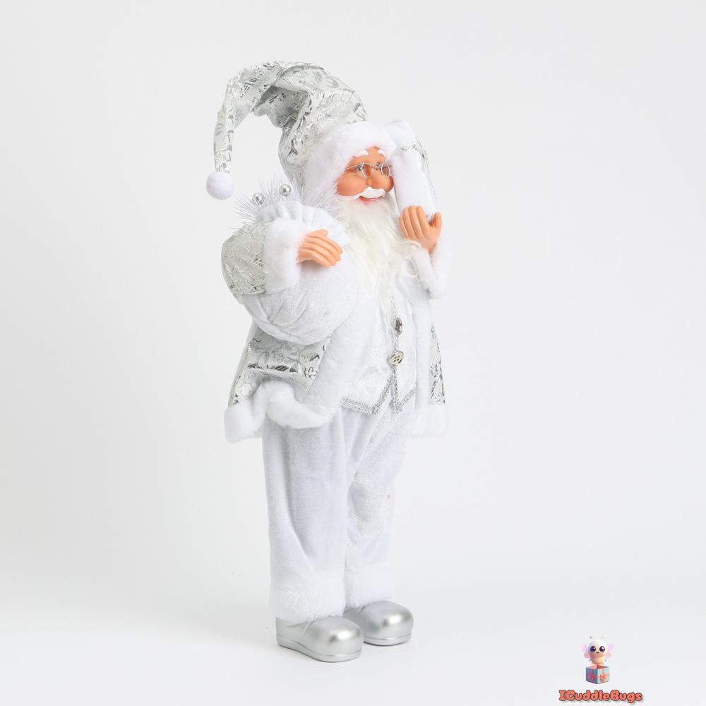 Festive Santa Claus Figurine, 45cm, White Striped Suit