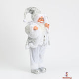 Festive Santa Claus Figurine, 45cm, White Striped Suit