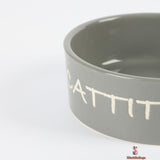 Ceramic Pet Bowl with 'Cattitude' Design, Grey, Small Size