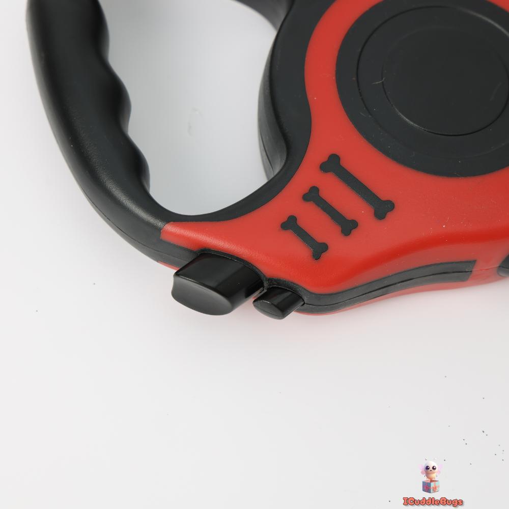 Retractable Dog Leash, 5-Metre Length, Ergonomic Handle, Red and Black