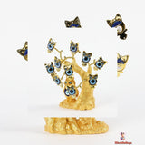 Golden Blue Evil Eye Decorative Tree, Embodiment of Strength and Protection