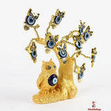 Golden Blue Evil Eye Decorative Tree, Embodiment of Strength and Protection