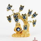 Golden Blue Evil Eye Decorative Tree, Embodiment of Strength and Protection
