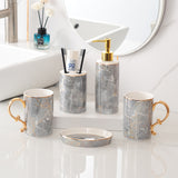 Premium Ceramic Bathroom Set - Multi-Piece Organizer Kit for Lotions, Brushes, and Accessories - Stylish and Functional Bathroom Essentials for Modern Decor