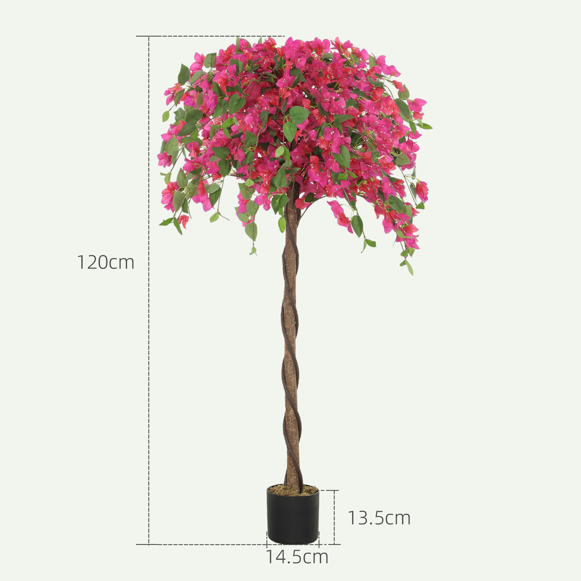 Set Of 2 Decorative Artificial Plants, Murraya Flowers In Pots, Fake Plants For Home Indoor Decor, 120cm, Red