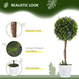 Set Of 2 Decorative Artificial Plants Ball Trees With Lavender Flowers In Pot Fake Plants For Home Indoor Outdoor Decor, 60cm, Green