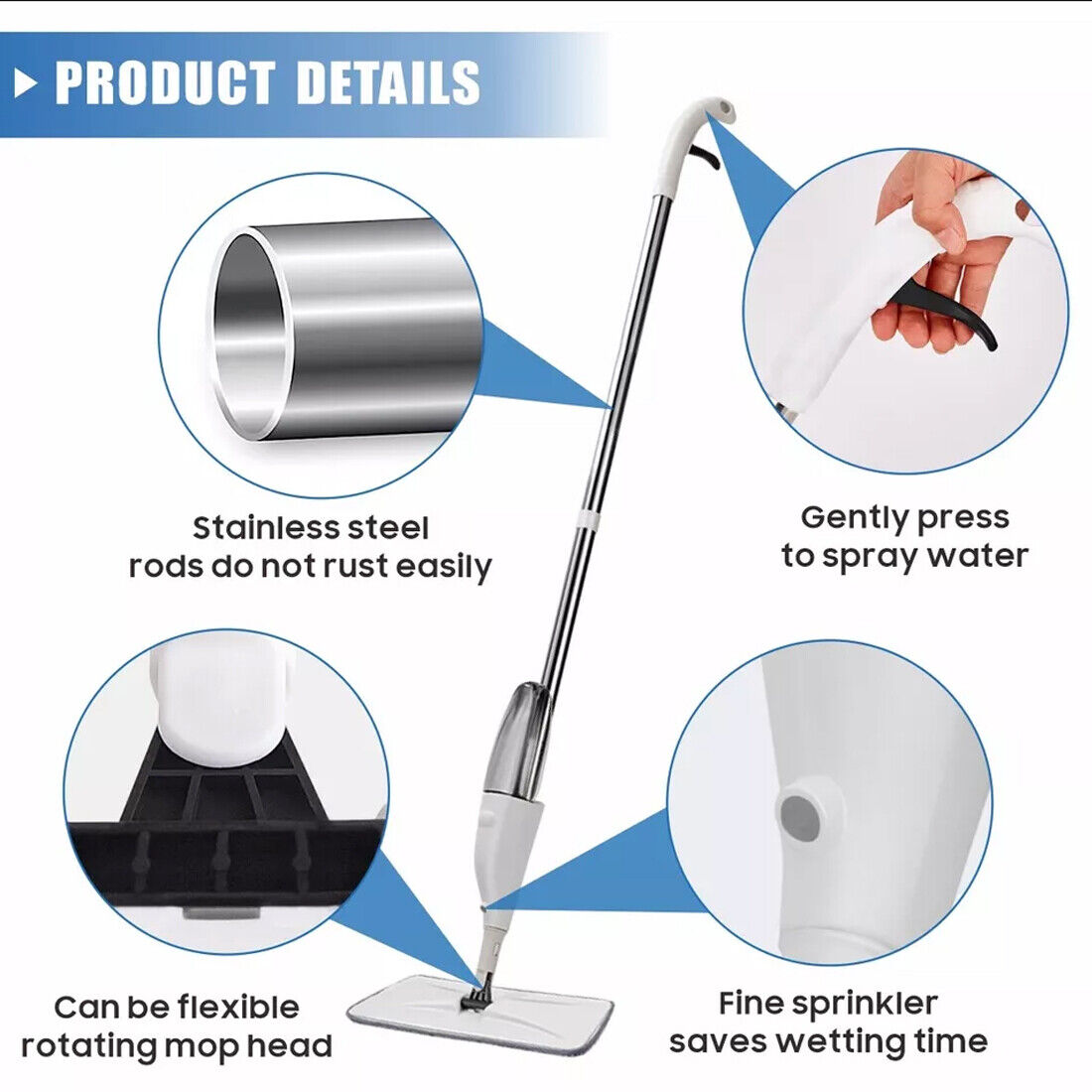 Spray Mop Floor Cleaner with Microfibre Pads (2 Pads)