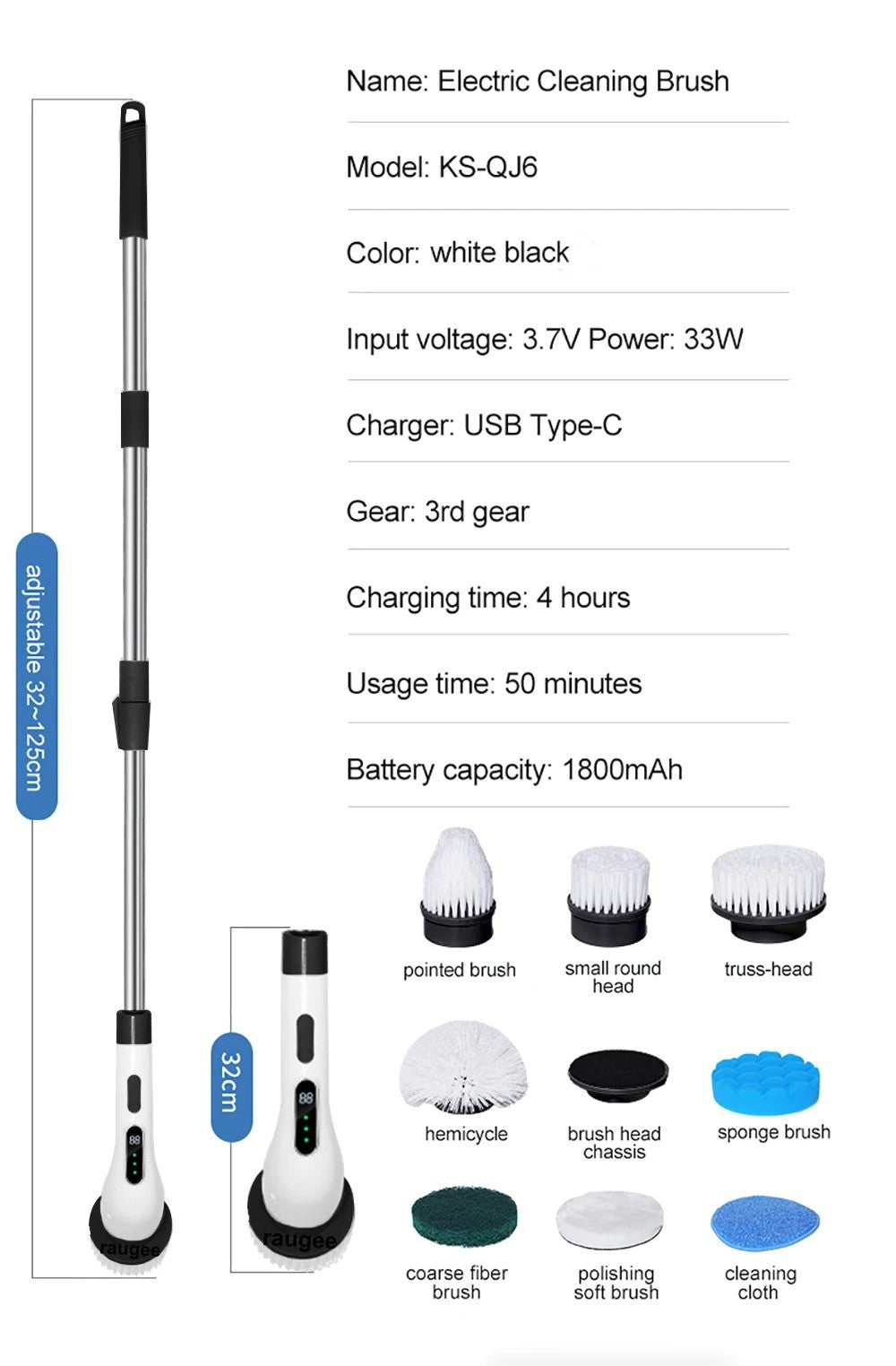 Electric Cordless Spin Scrubber – Rotating Bathroom Cleaning Brush