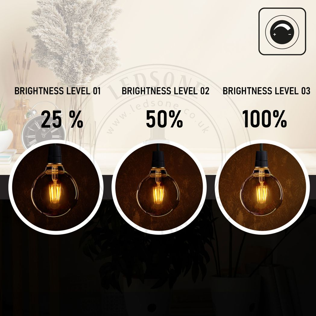 2Pack E27 LED Edison Dimmable Vintage Amber Glass Warm white 2700K Light Bulbs