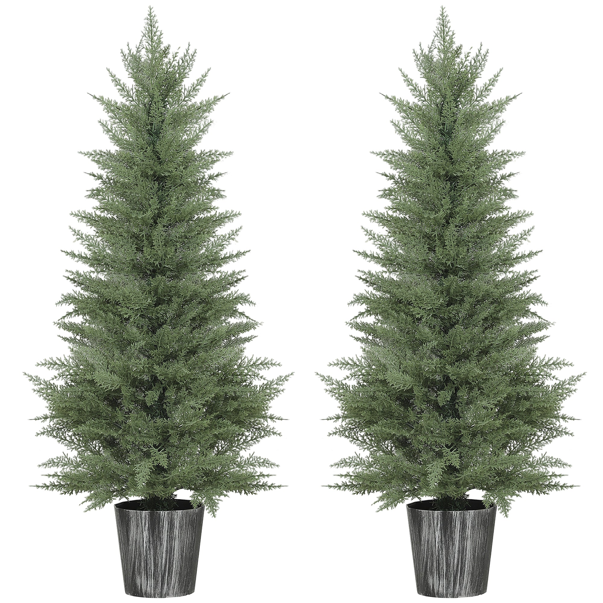 135cm Artificial Cypress Trees Set Of 2, UV Resistant Artificial Plants With Decorative Pot, Fake Plants For Indoor Outdoor Decor, Green