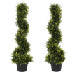 Set Of 2 90cm Artificial Spiral Topiary Trees & Pot Fake Greenery Plant