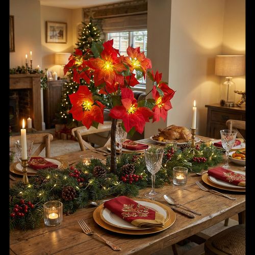 Free Standing LED Poinsettia Tree